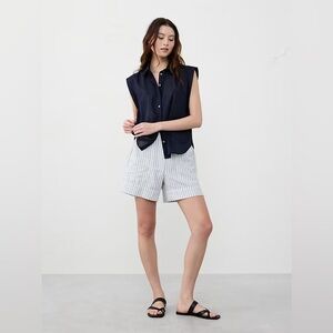 Banana Republic Factory SOFT GATHERED VOILE SHIRT in Navy